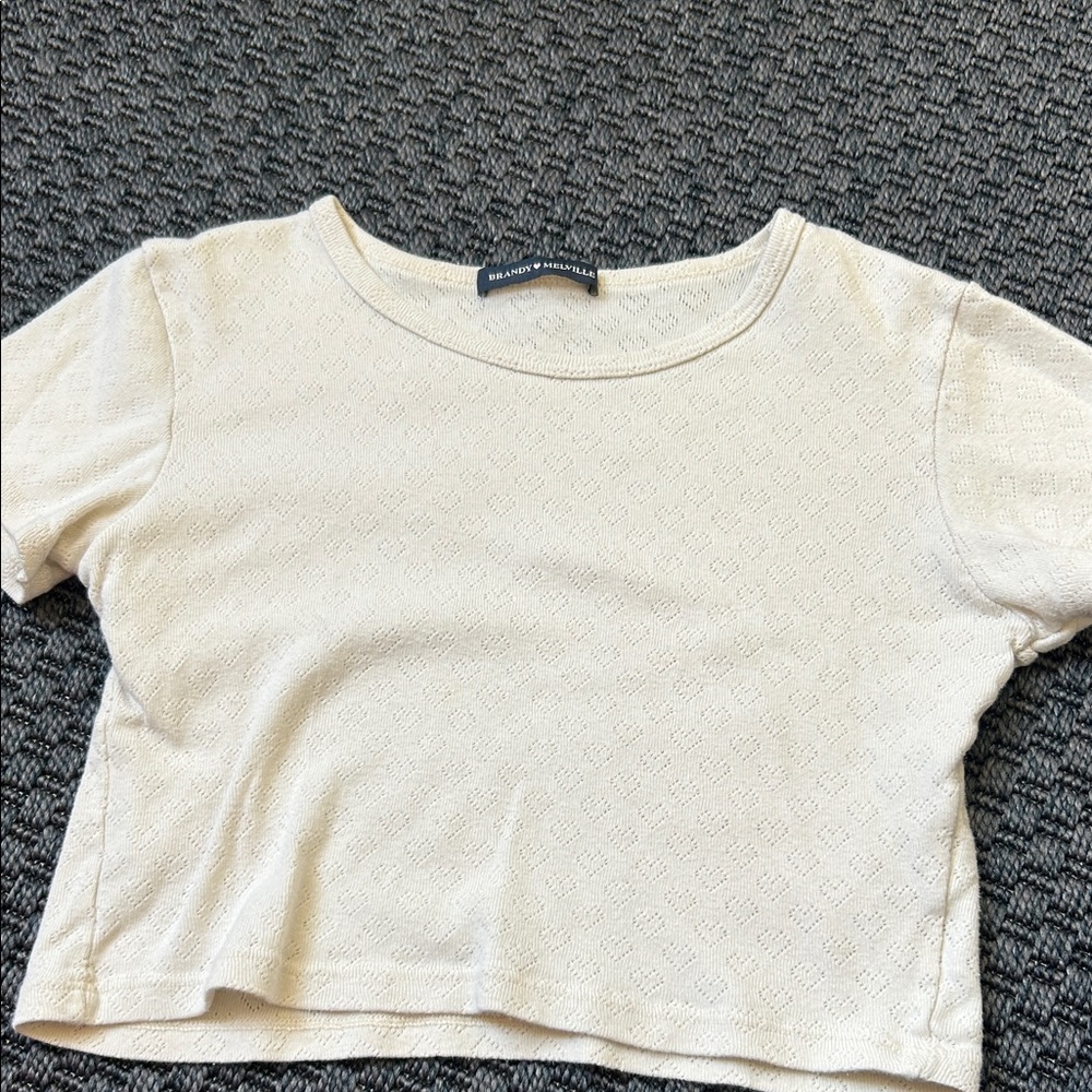 Brandy Melville Off-White Textured Crop Top